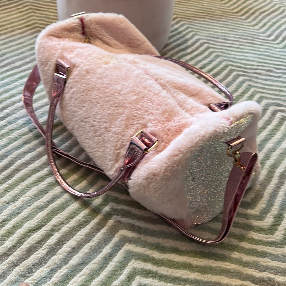 Fluffy, shiny metallic bag